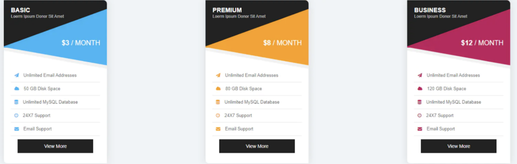 Angular Bootstrap Pricing Table.