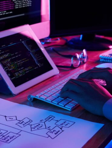 Programer working at his desk in office