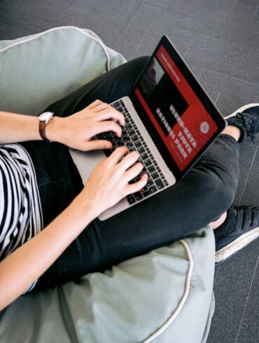 Web-designer is working on project.