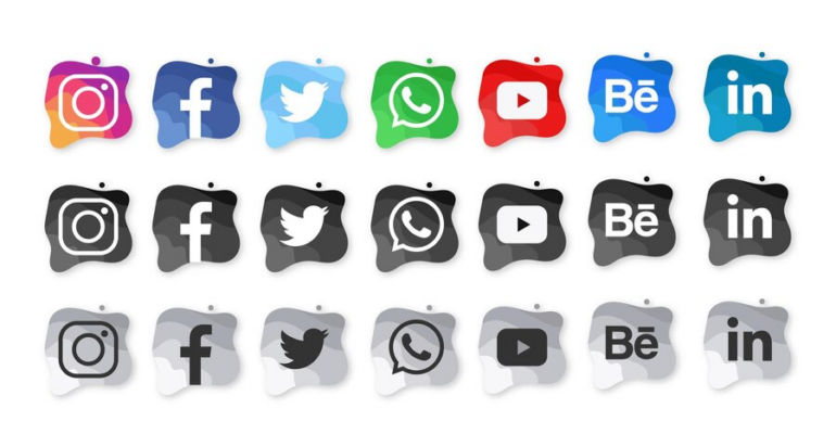 Color and Black and White Social Media Icons
