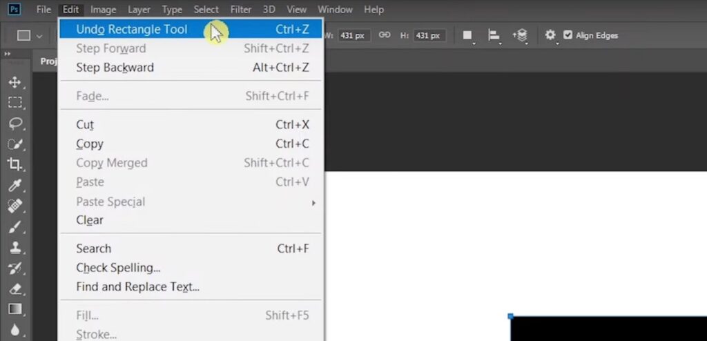 Photoshop menu with Undo More, Redo More function