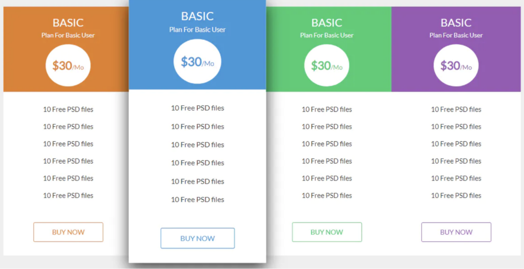 Flat Responsive Bootstrap Pricing Table.